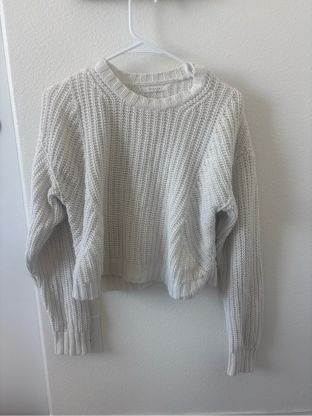 PacSun Cream Textured Crewneck Sweater
